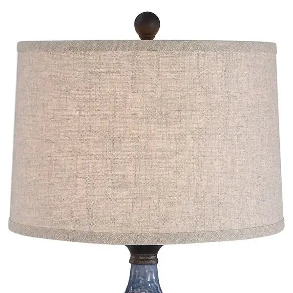 Copper Grove Bajze Blue Textured Ceramic Table Lamp with Distressing