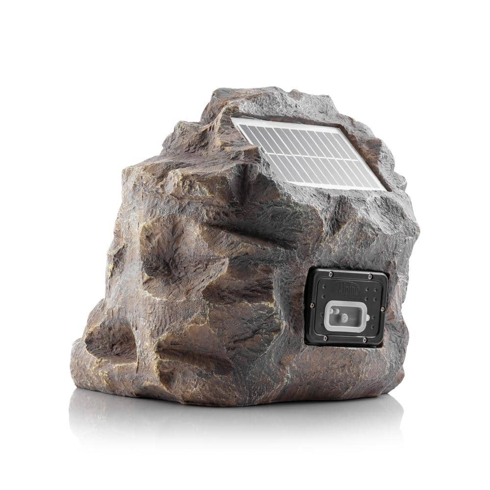 Alpine Corporation Weather-resistant Bluetooth Solar-Powered Outdoor Wireless Rock Speaker, Gray QLP542SLR-GR