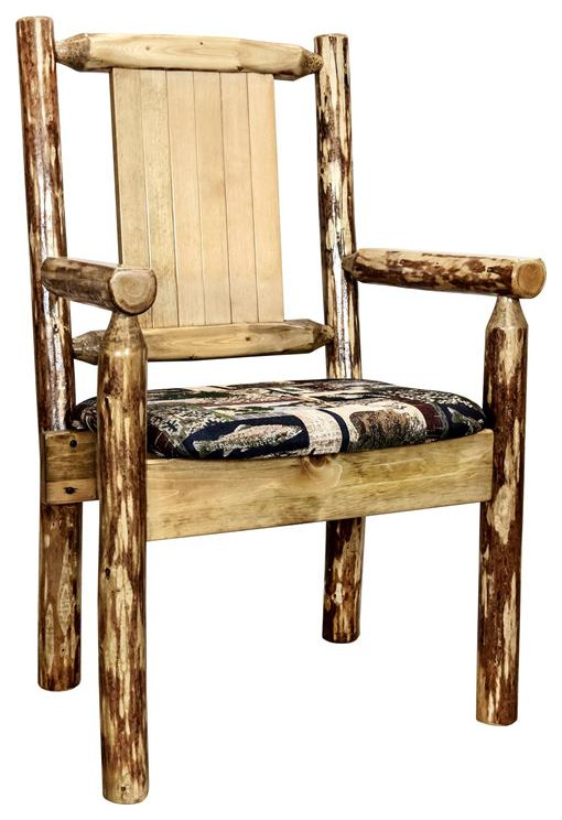 Montana Woodworks Glacier Country Hand Crafted Wood Captain  x27s Chair in Brown   Rustic   Dining Chairs   by Homesquare  Houzz