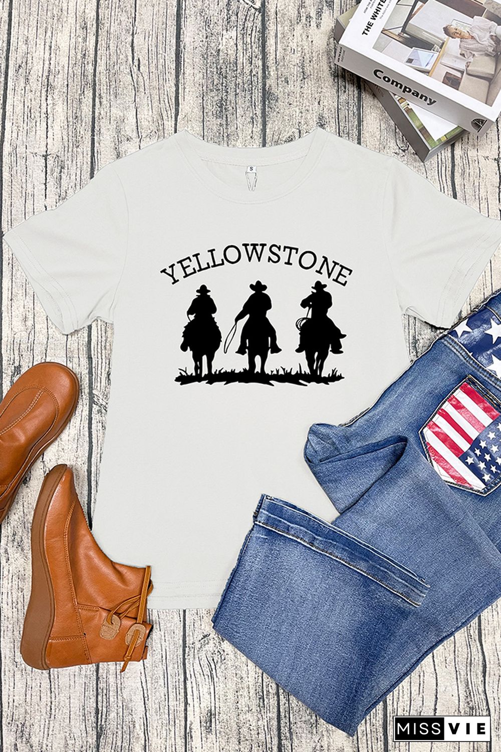 Yellowstone Cowboy Printed Short Sleeve Graphic Tee Wholesale