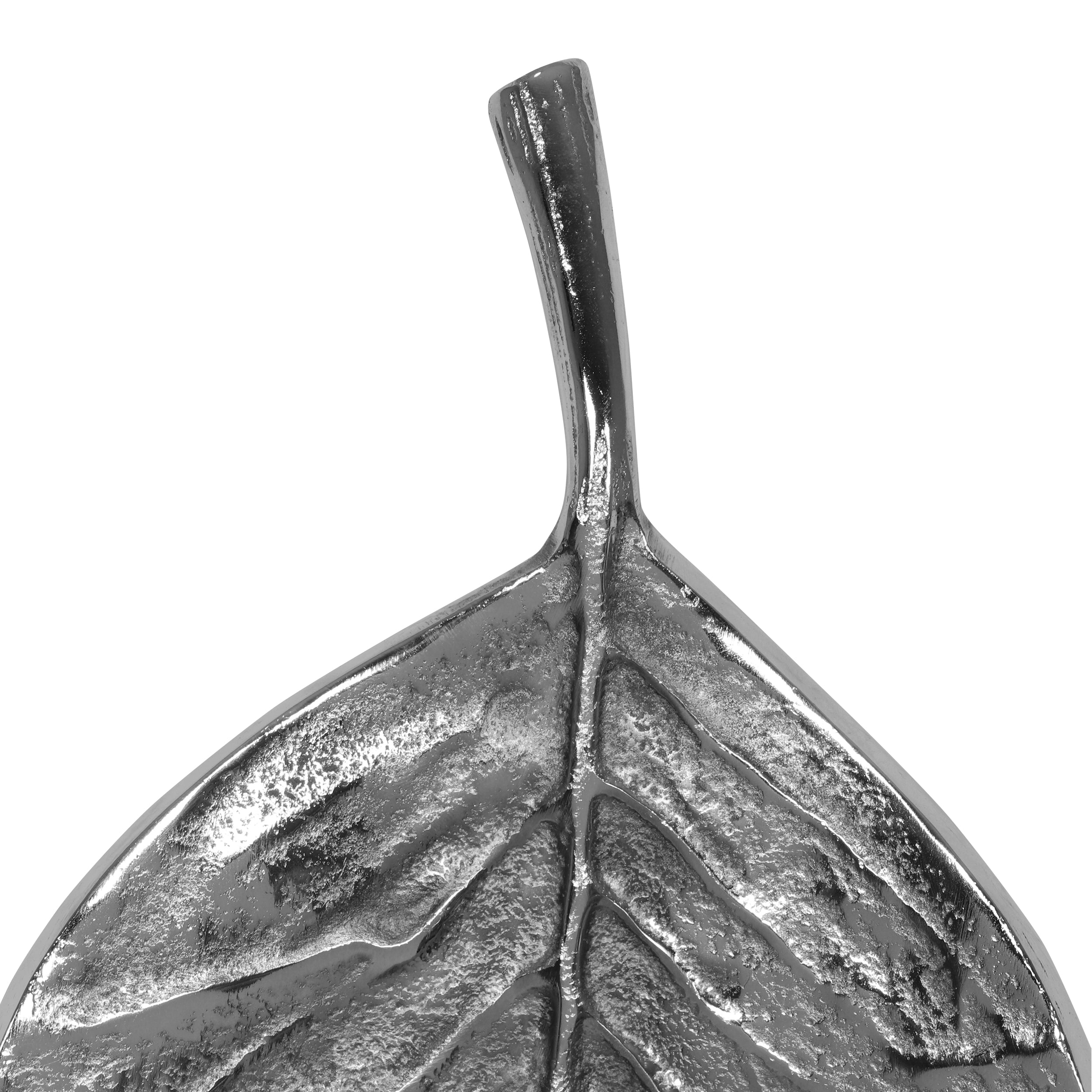 Redden Handcrafted Aluminum Leaf Wall Decor, Raw Nickel