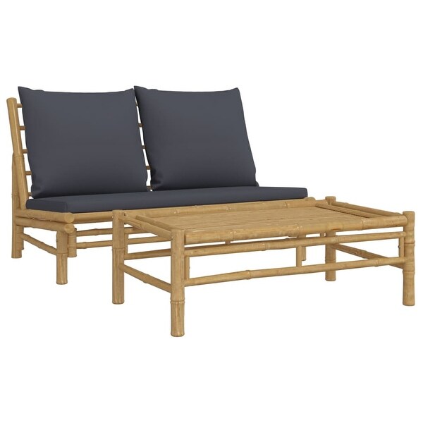 vidaXL Patio Bench with Cream White Cushions Bamboo