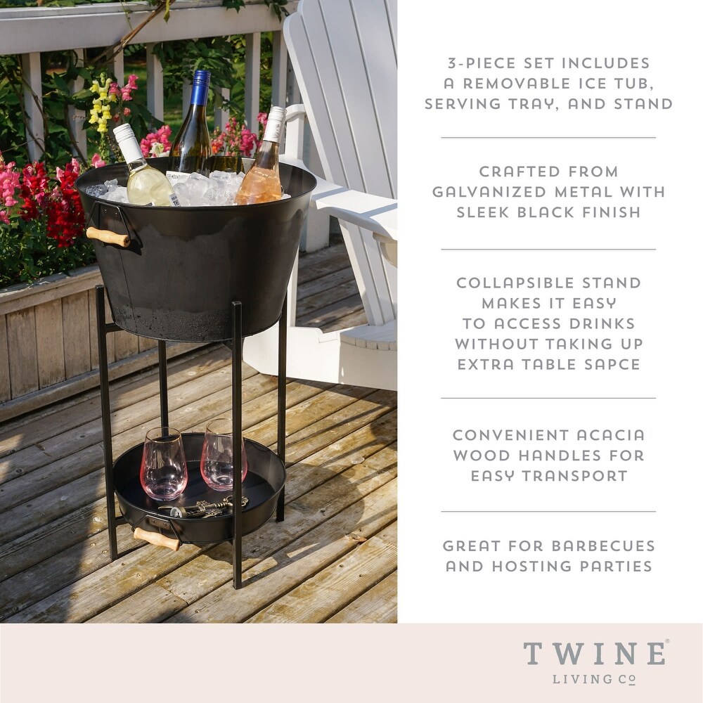 Black Beverage Tub with Stand   Tray by Twine Living