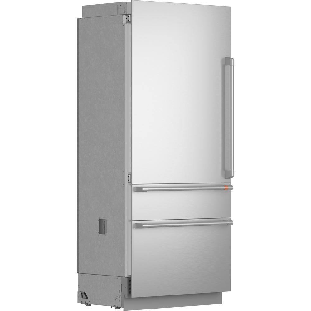 Cafe 36 in. 20.1 cu. ft. Built-In Bottom Freezer Refrigerator in Stainless Steel with Convertible Middle Drawer LH Swing CIC36LP2VS1