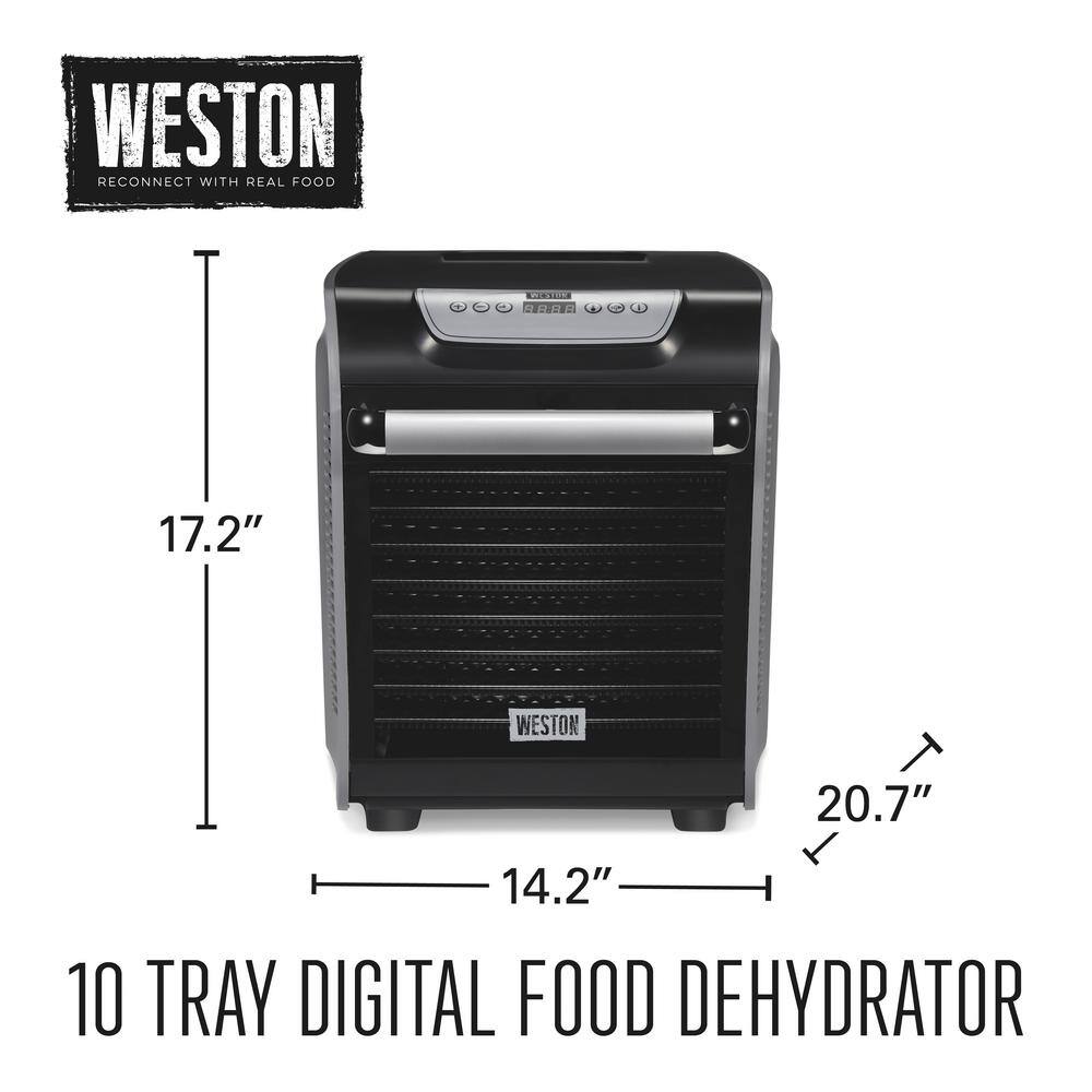 Weston 10-Tray Grey Food Dehydrator with Oven-Style Door 75-1001-W