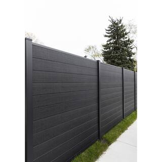 Slipfence Composite 6 ft. H x 6 ft. W x 1 in. Thick Charcoal Very Dark Grey Composite Tongue and Groove Horizontal Fence Panel SF2-HCPC6