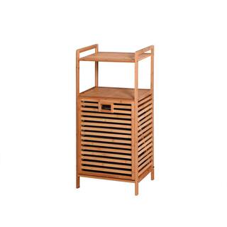 Natural Bathroom Laundry Basket Storage Basket with 2-Tier Shelf AM1209D-99