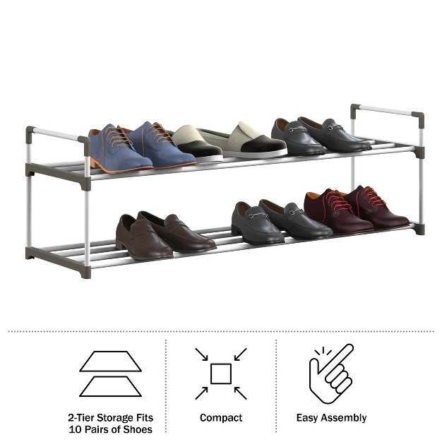 Home complete 2 tier Shoe Rack For 10 Pairs White