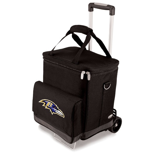 Nfl Baltimore Ravens Cellar Six Bottle Wine Carrier And Cooler Tote With Trolley