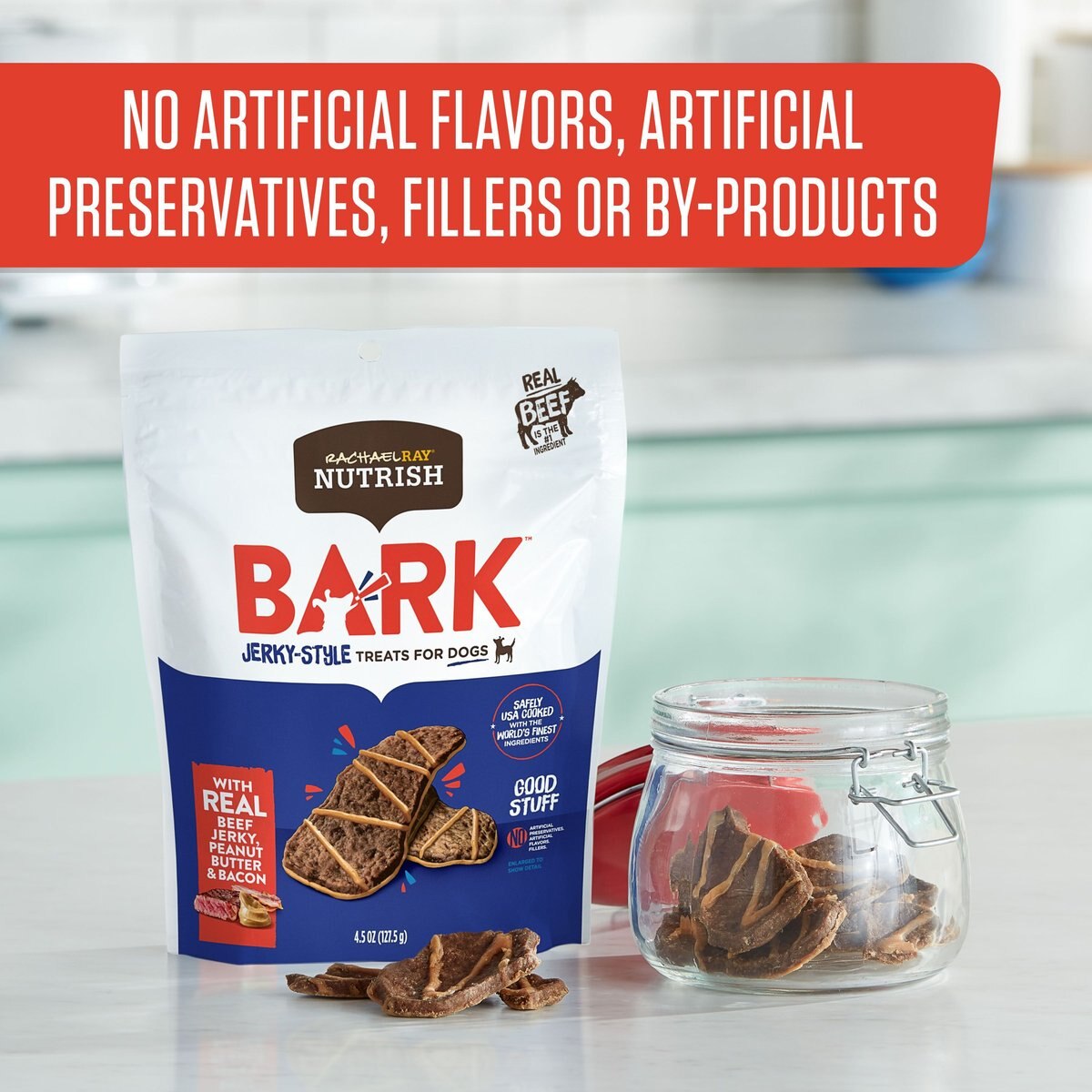 Rachael Ray Nutrish Bark Jerky-Style Peanut Butter and Bacon w/Real Beef Jerky Dog Treat