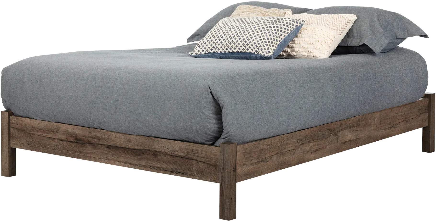 Modern Fall Oak Brown Full Platform Bed - South Shore