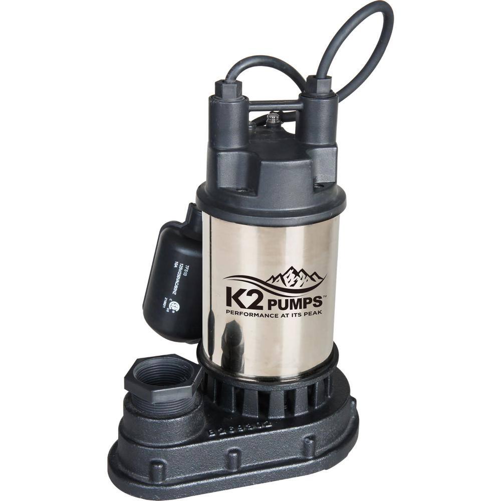 K2 12 HP Stainless Steel Sump Pump with Tethered Switch SPS05001TDK