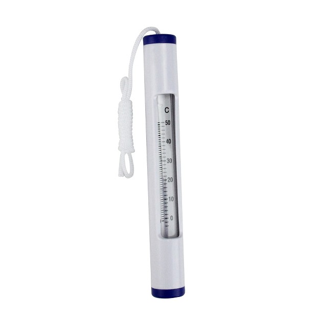 White And Blue Round Swimming Pool Thermometer With Cord