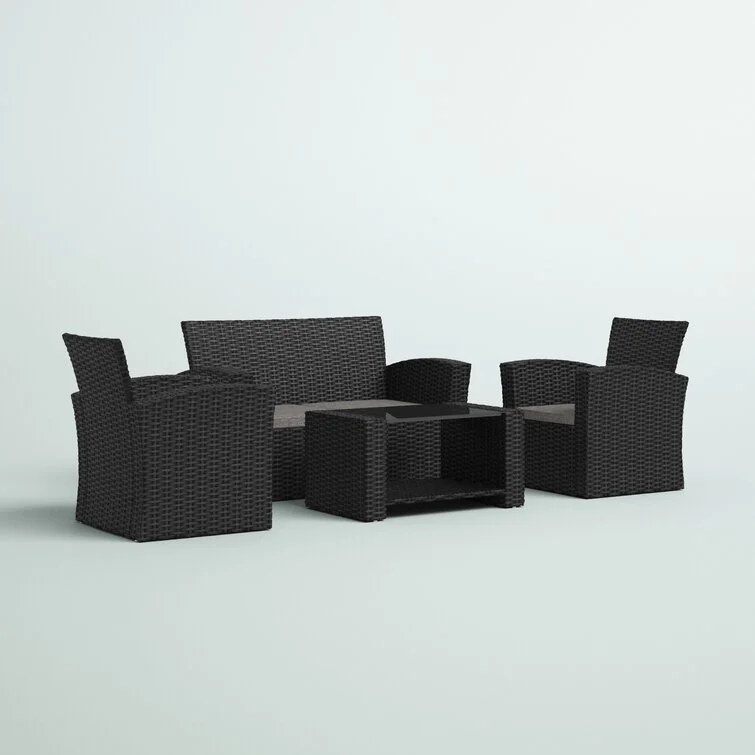 Charmain 4 Piece Rattan Sofa Seating Group with Cushions