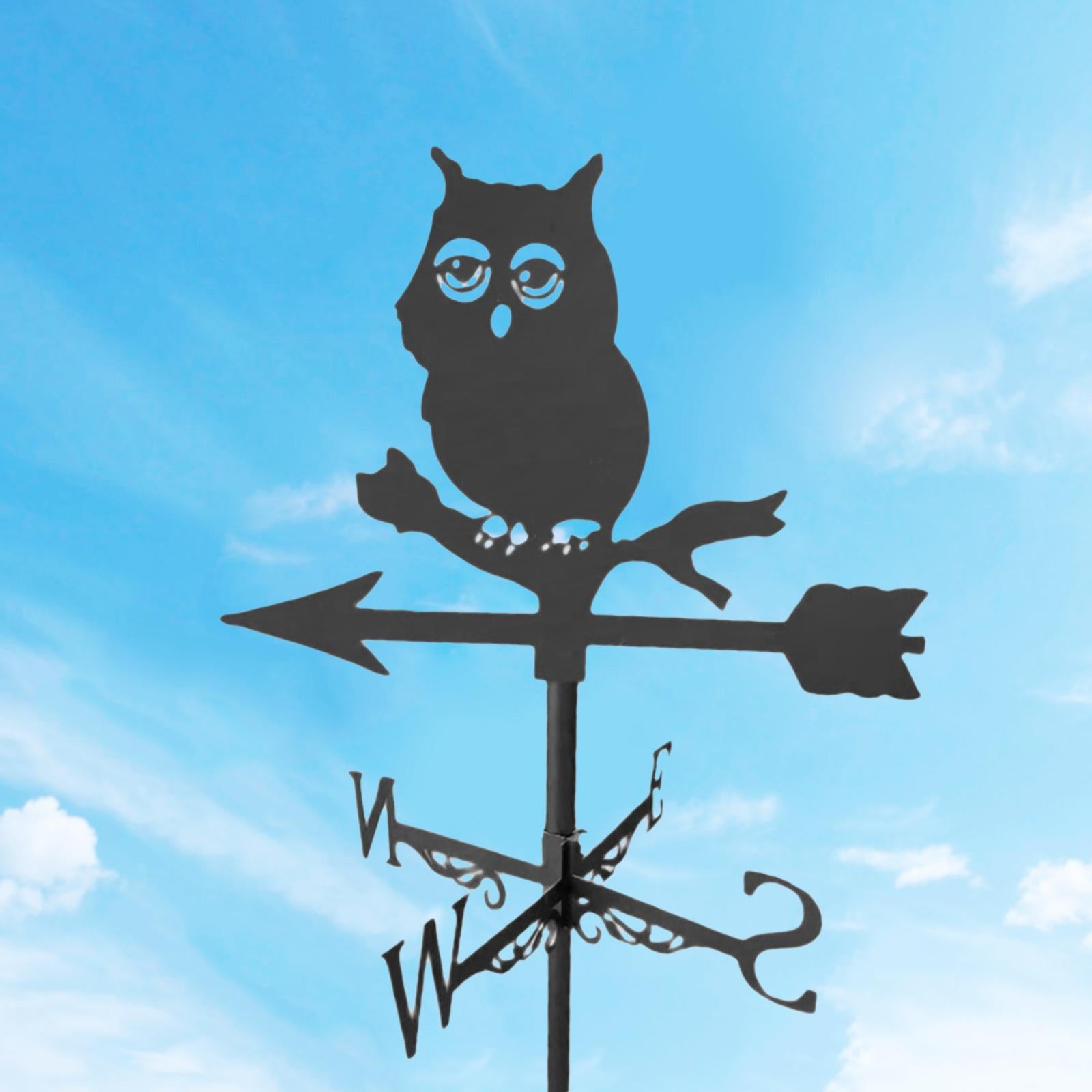 Roof Weather Vane with Animal Silhouette Statue Decorative Farm Scene Owl