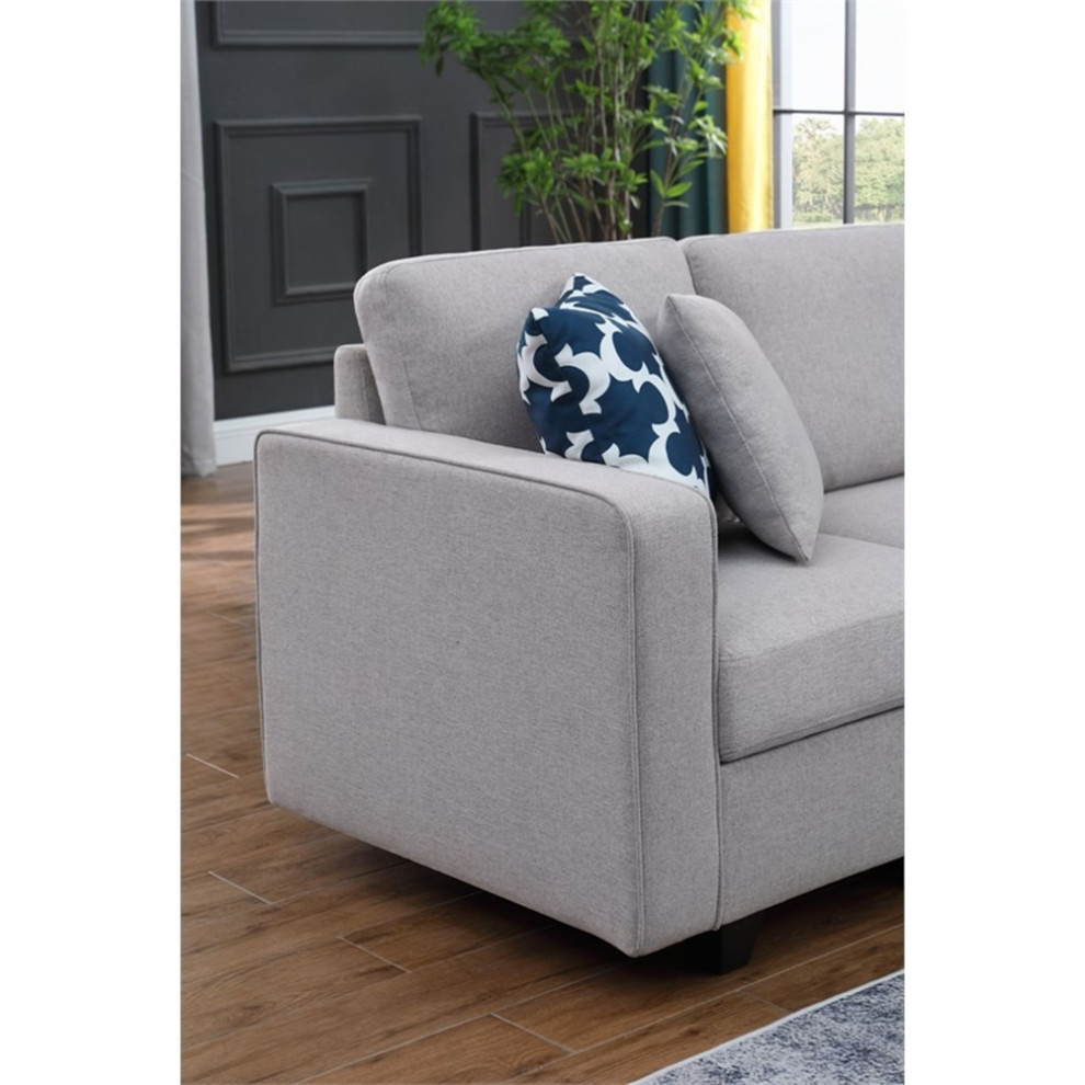 Fabric Linen Symmetrical Modular Seating Component Sectional Sofa Dark Gray   Transitional   Sectional Sofas   by Homesquare  Houzz