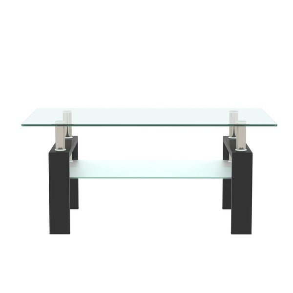 Modern Metal Frame Tempered Glass Coffee Table