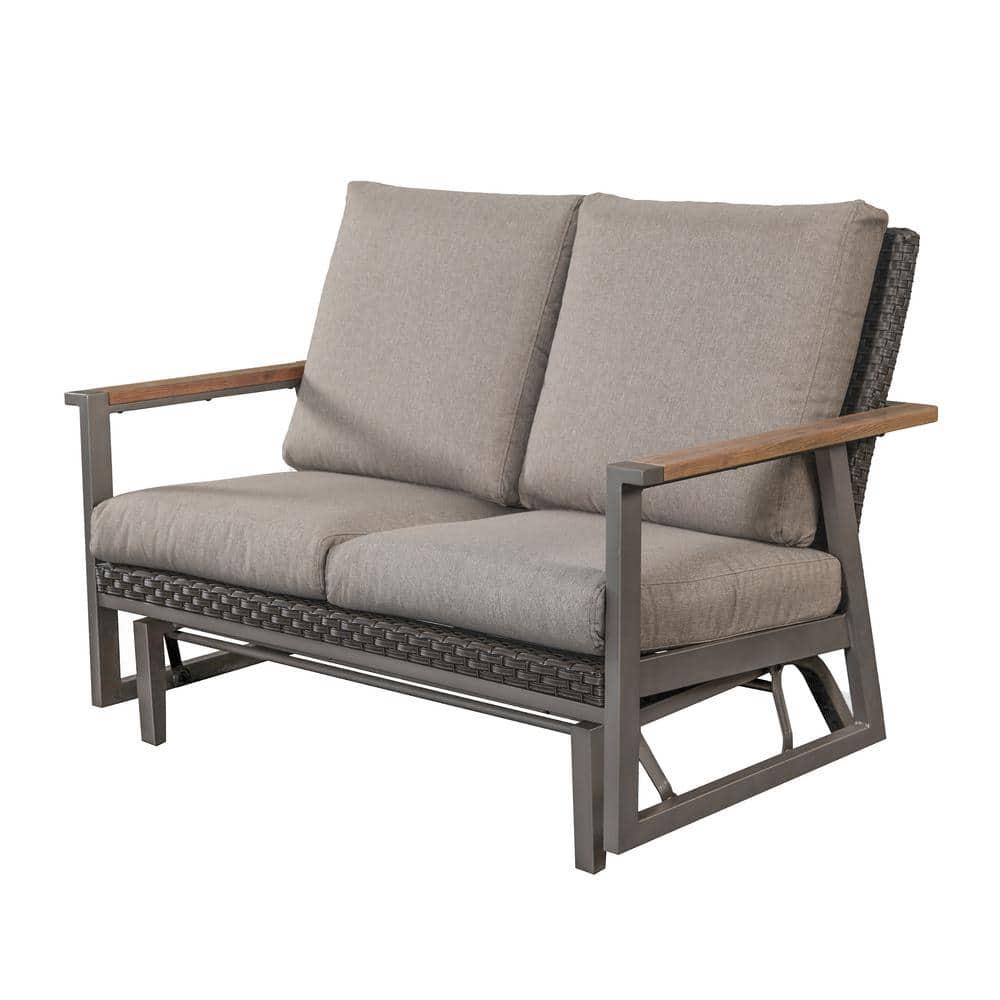 Patio Festival Outdoor 2Person Metal Glider with Gray Cushions