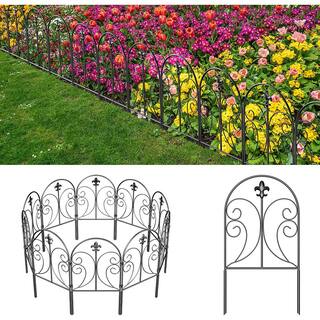 Oumilen Decorative Garden Fence 10-Pack 24 in. H x 10 ft. L Rustproof Metal Fencing Arched LT-K201-CN