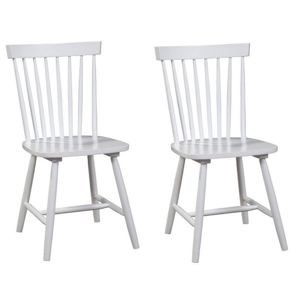 Ray 18 Inch Dining Side Chair， Rubberwood， Windsor Back， Set of 2， Black - 19.5 L x 18 W x 34 H