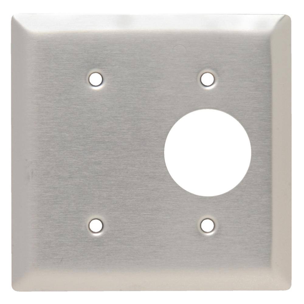 Legrand Pass  Seymour 302304 SS 2 Gang 1 Single Outlet 1 Strap Mount Blank Wall Plate Stainless Steel (1-Pack) SS147