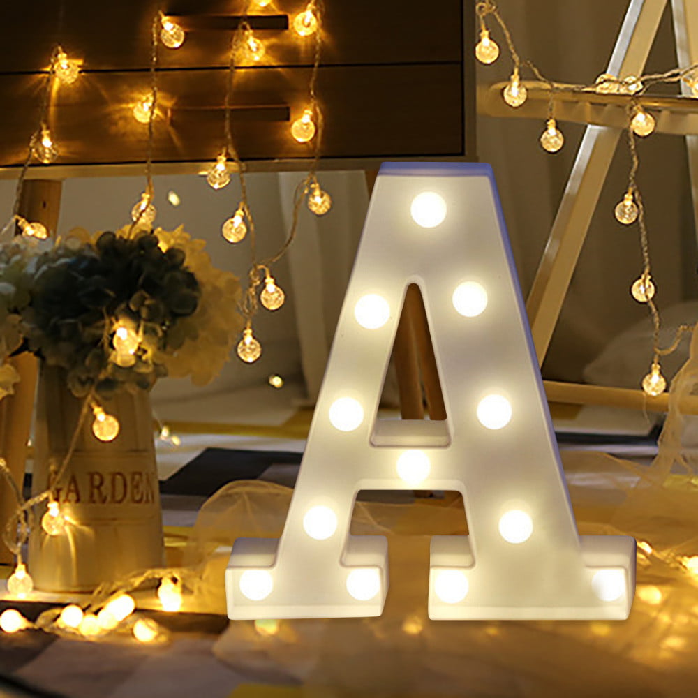 Alphabet LED Letter Lights Light Up White Letters Standing Hanging A Led lights for bedroom outdoor floor lamp pendant DIY Wedding Party Bedroom Terrace(Multicolor)