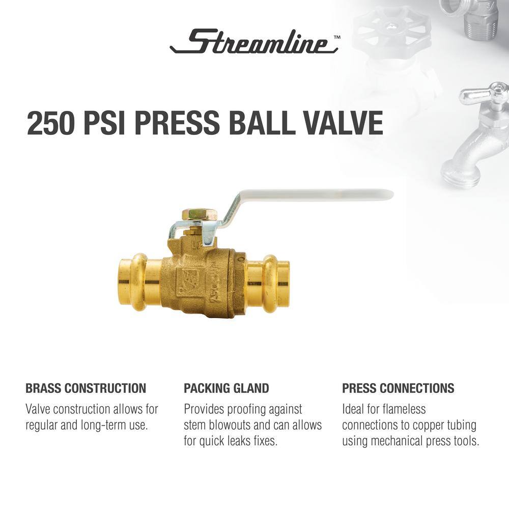 Mueller Streamline 12 in. Brass Press x Press Ball Valve 117-723HPV