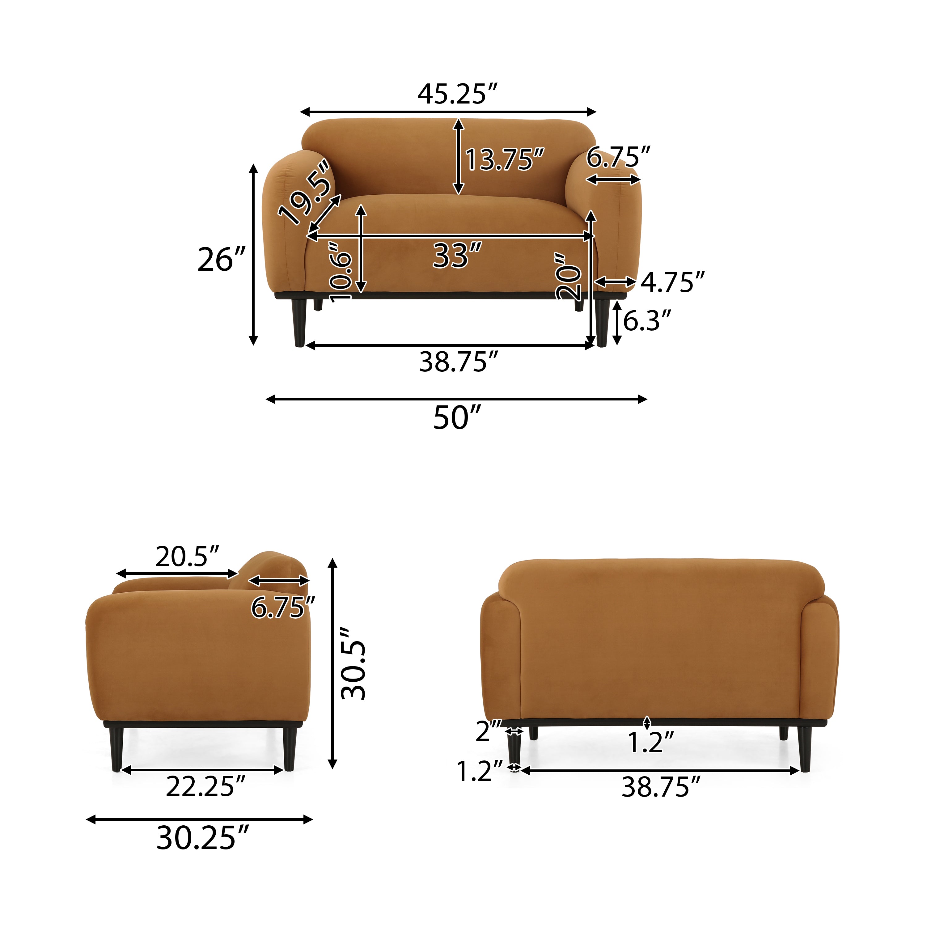 Sandee Contemporary Upholstered Loveseat