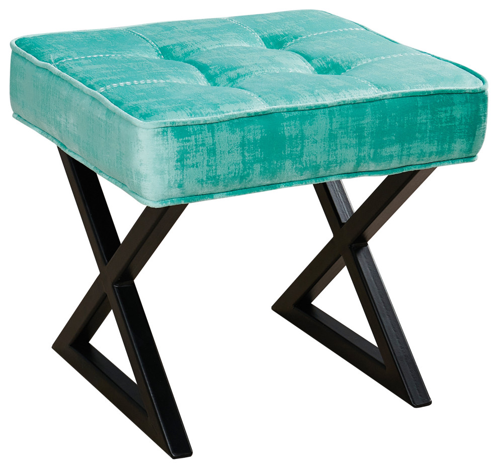 Textured Velvet Pouf Stool   Contemporary   Vanity Stools And Benches   by BNF Home  Houzz