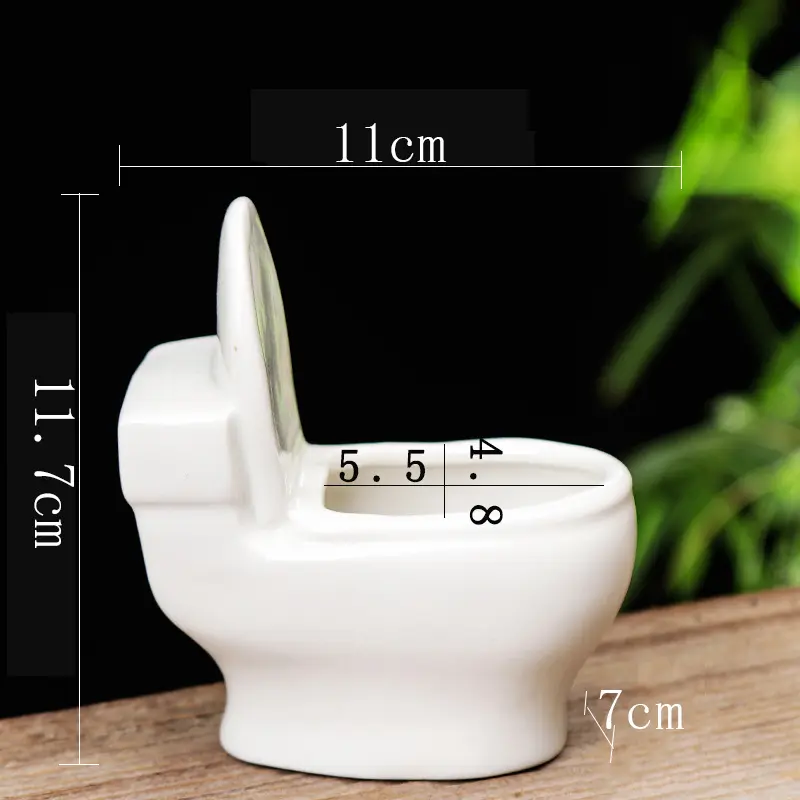 Factory Cheap Supply Ceramic Creative Toilet Shape Flower Pot for Planters  Home Living Room Decor