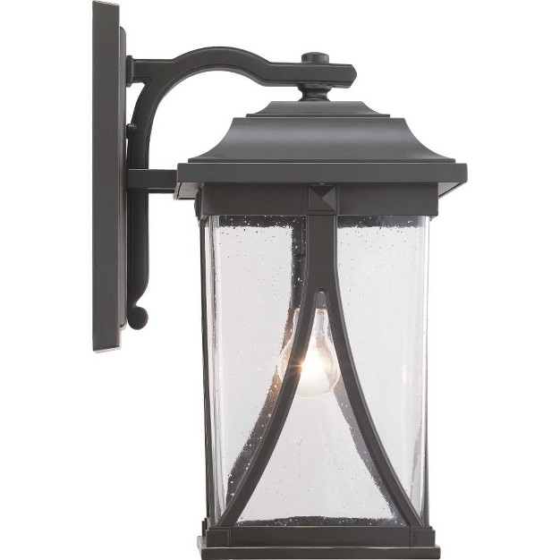 Progress Lighting Abbott 1 light Outdoor Wall Lantern In Antique Bronze With Seeded Glass Shade