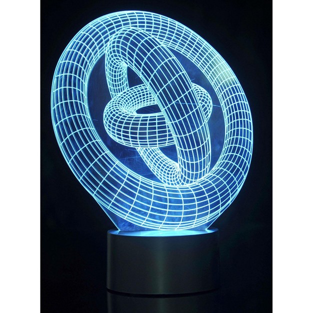 Link 3d Ring in ring Laser Cut Precision Multi Colored Led Night Light Lamp Great For Bedrooms Dorms Dens Offices And More