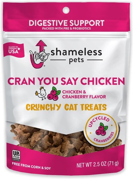 Shameless Pets Cran You Say Chicken Crunchy Cat Treat， 2.5-oz bag