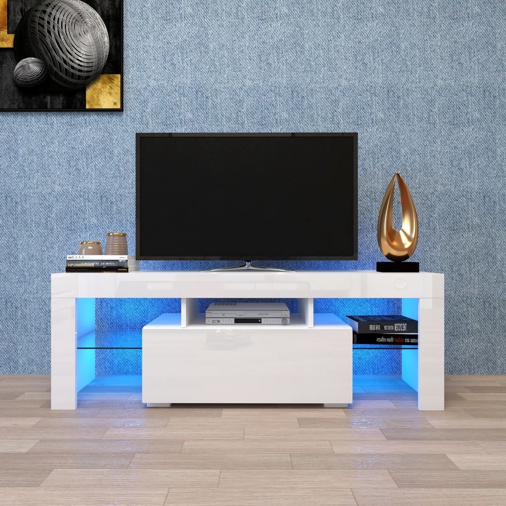 Entertainment TV Stand  Large TV Stand TV Base Stand with LED Light TV Cabinet.