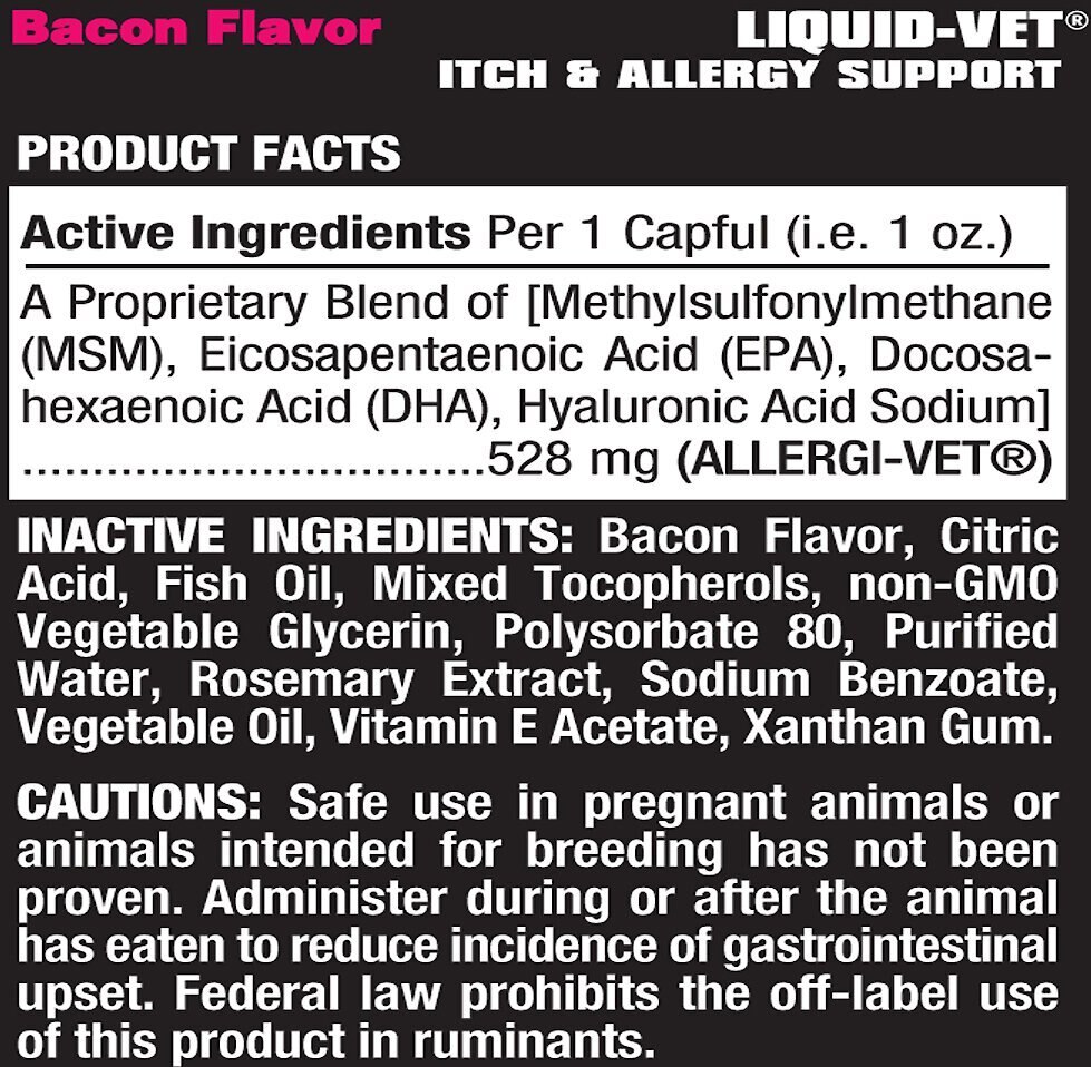 Liquid-Vet Itch and Allergy Support Bacon Flavor Dog Supplement