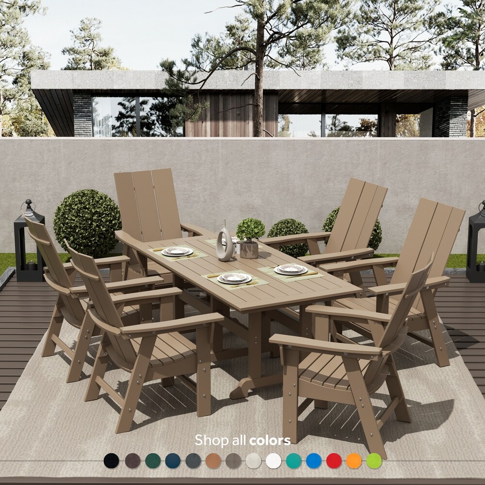 Shoreside 7 Piece Rectangular Poly Eco Friendly  Weather Outdoor Dining Set