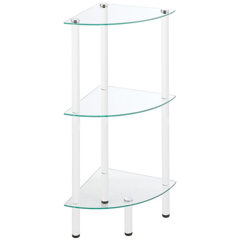 mDesign Glass/Metal Household Corner Organizer Shelf