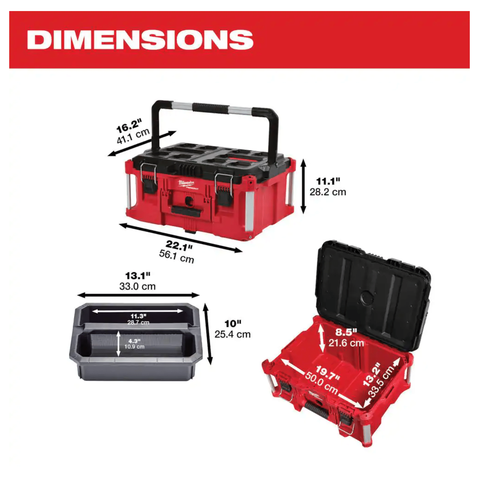 Milwaukee Packout 22 in. Large Portable Tool Box Fits Modular Storage System (48-22-8425)