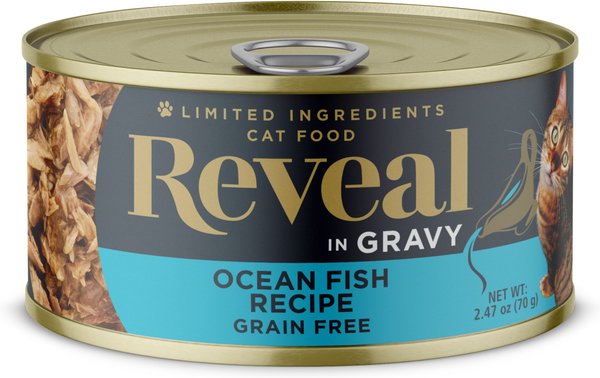 Reveal Natural Grain-Free Ocean Fish in Gravy Flavored Wet Cat Food， 2.47-oz can， case of 24