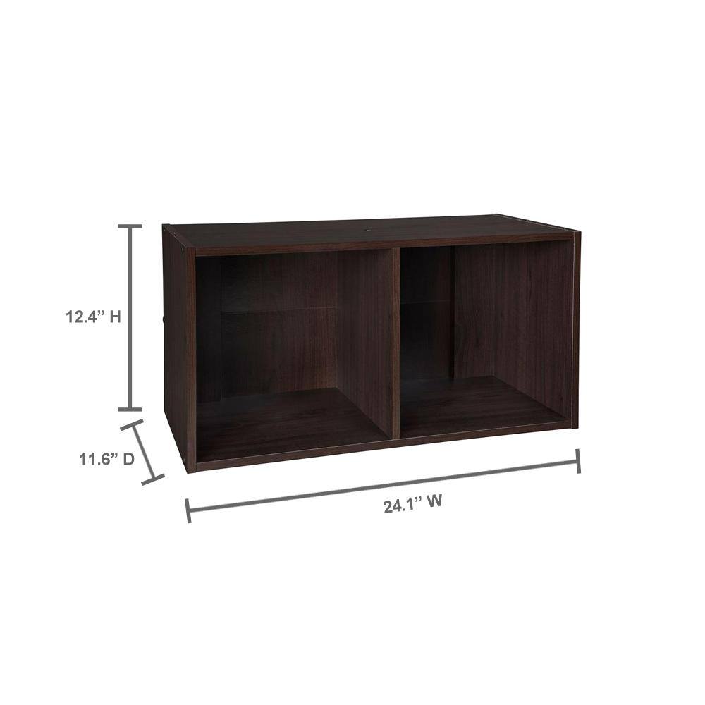 ClosetMaid 12 in. H x 24 in. W x 12 in. D Espresso Wood Look 2-Cube Storage Organizer 78817