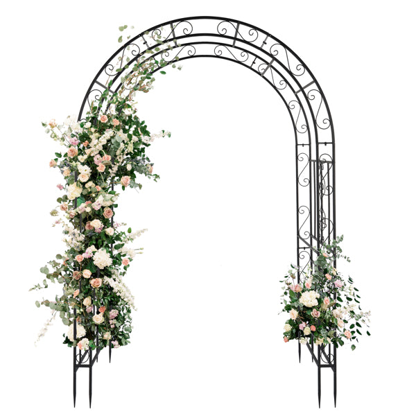 Fithood 134*59*213cm Double Layer Iron Art Arc Top Iron Arch Black