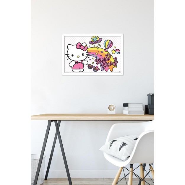 Trends International Hello Kitty Retro Rainbow Framed Wall Poster Prints