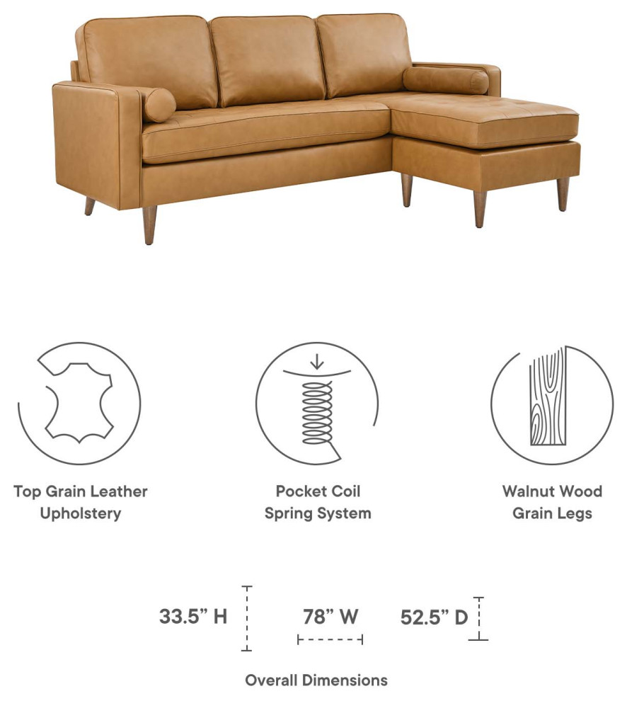 Valour 78 quotLeather Apartment Sectional Sofa   Midcentury   Sectional Sofas   by Modway  Houzz