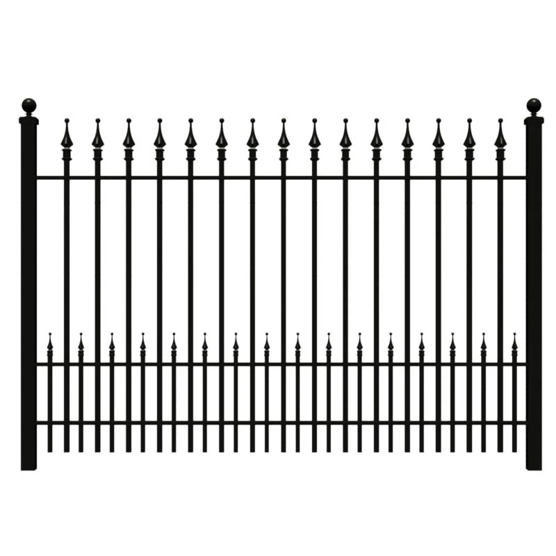 Yishuo factory supply metal garden ornamental steel picket fence cheap used wrought iron fence panels