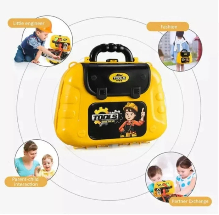 Kids Tool Set for Boys pretend Play， Carpenter， Repair Tool with Yellow Box， 29 pcs. Toys for +3 Year Old.