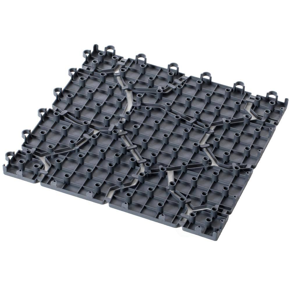 Gardenised Gray Plastic Garden Path Track Interlocking Stone Look Design Pathway Tile Floor Paver (Pack of 4) QI004108.4