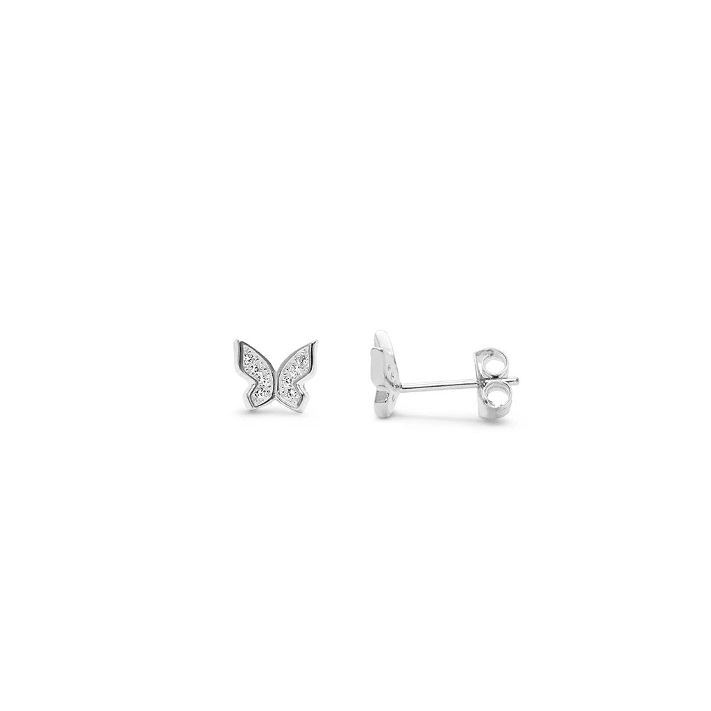 Stia  Butterfly Earrings Silver Pavé