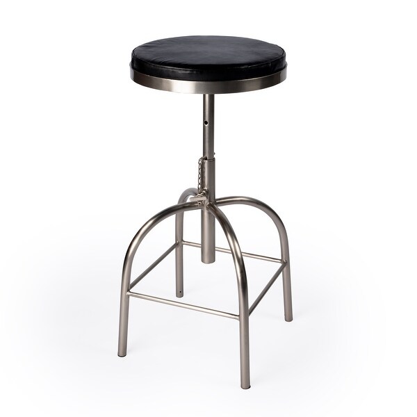 Clyde Black Leather Adjustable Bar Stool