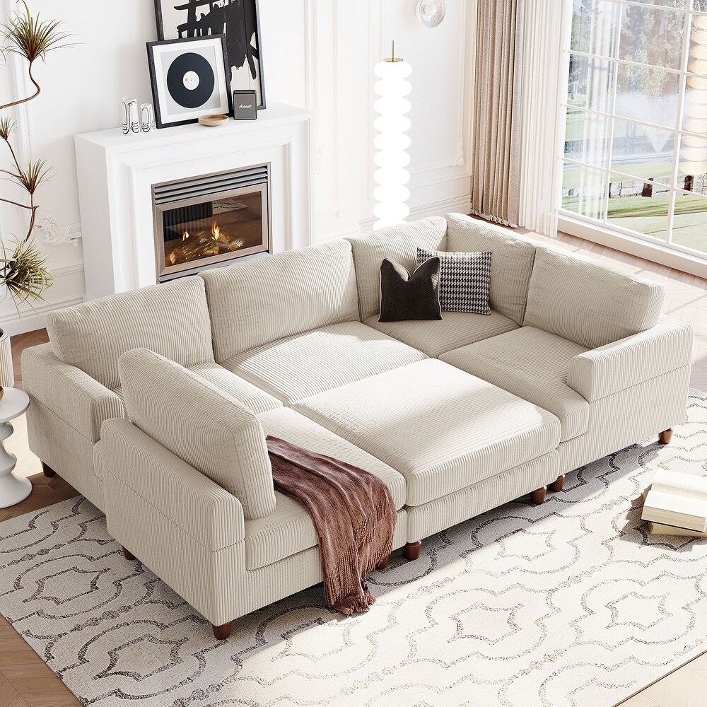 Modular Sectional Sofa with Ottoman  L Shaped Corner Sectional for Living Room