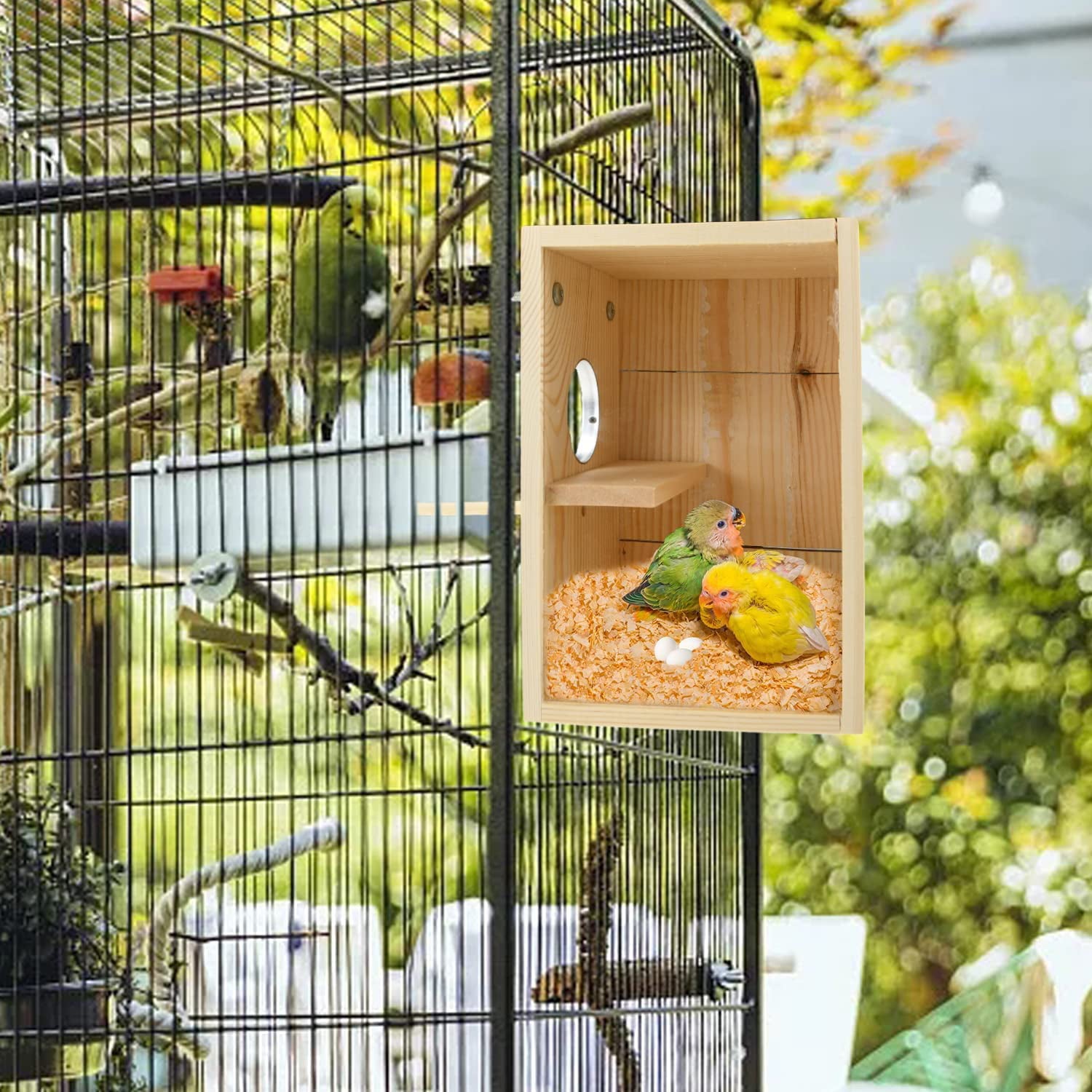 Vehomy Bird Nest Box Parakeet Breeding Nest Box Bird Nest House Wooden Acrylic Transparent Breeding Box for Finch Lovebirds Cockatiel Budgie Conure Parrot